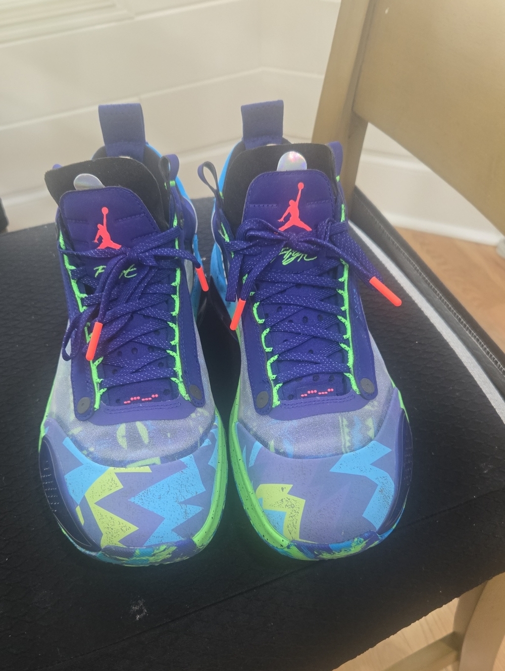 Jordan Men's Multicolor Basketball Sneakers - Purple/Neon Green/Blue